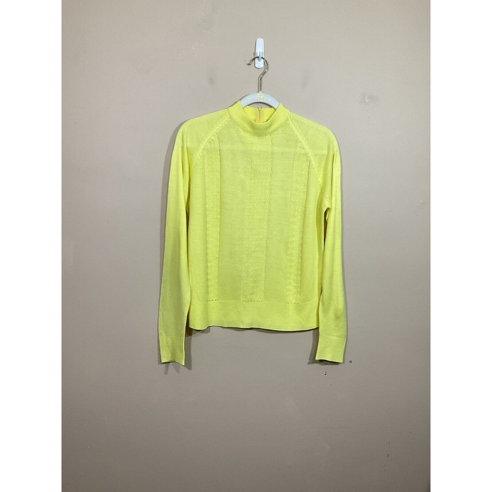 VTG Jane Hunter Womens Mock Neck Sweater S Yellow 60s Lightweight Preppy Retro